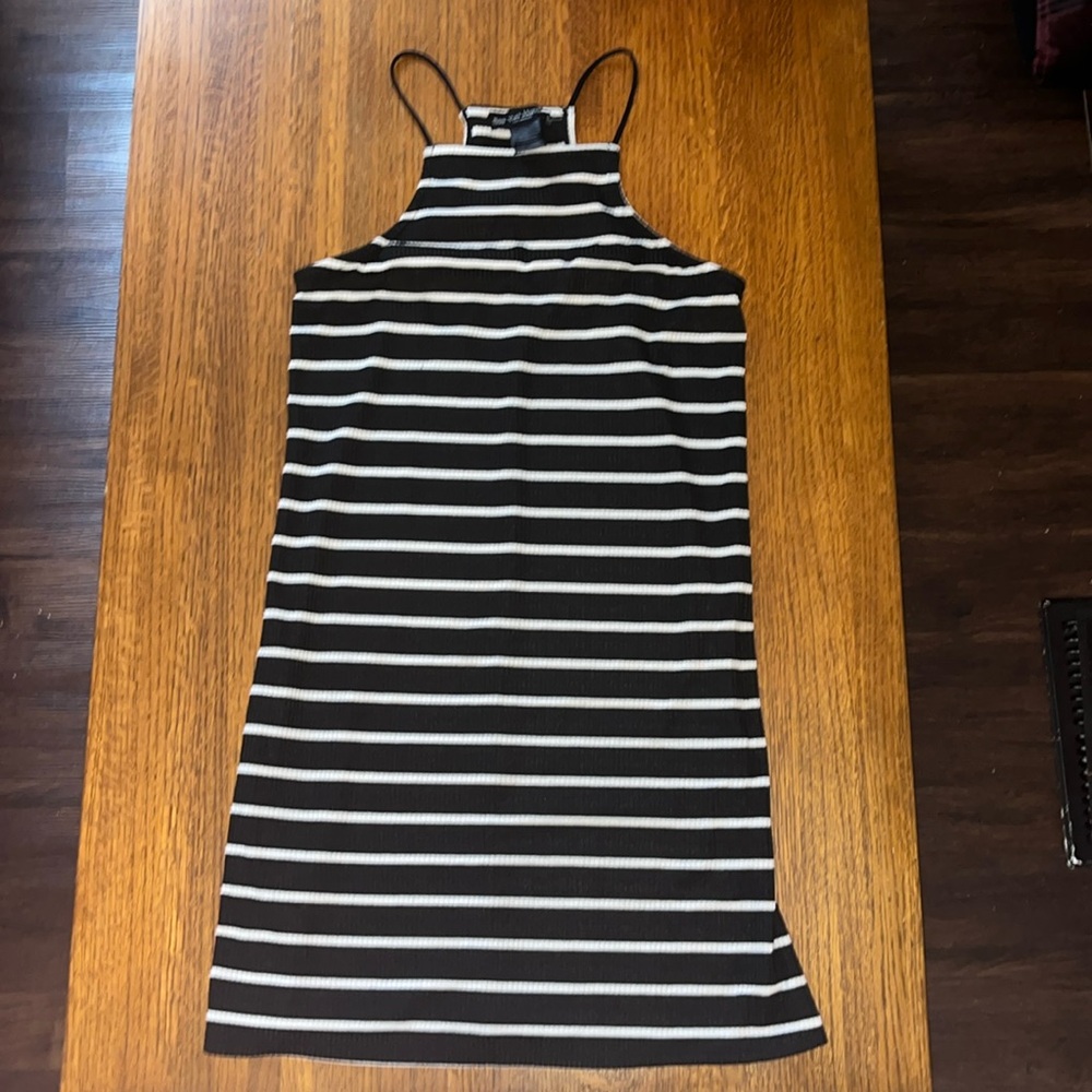 See You Monday XS Black and White Striped Dress